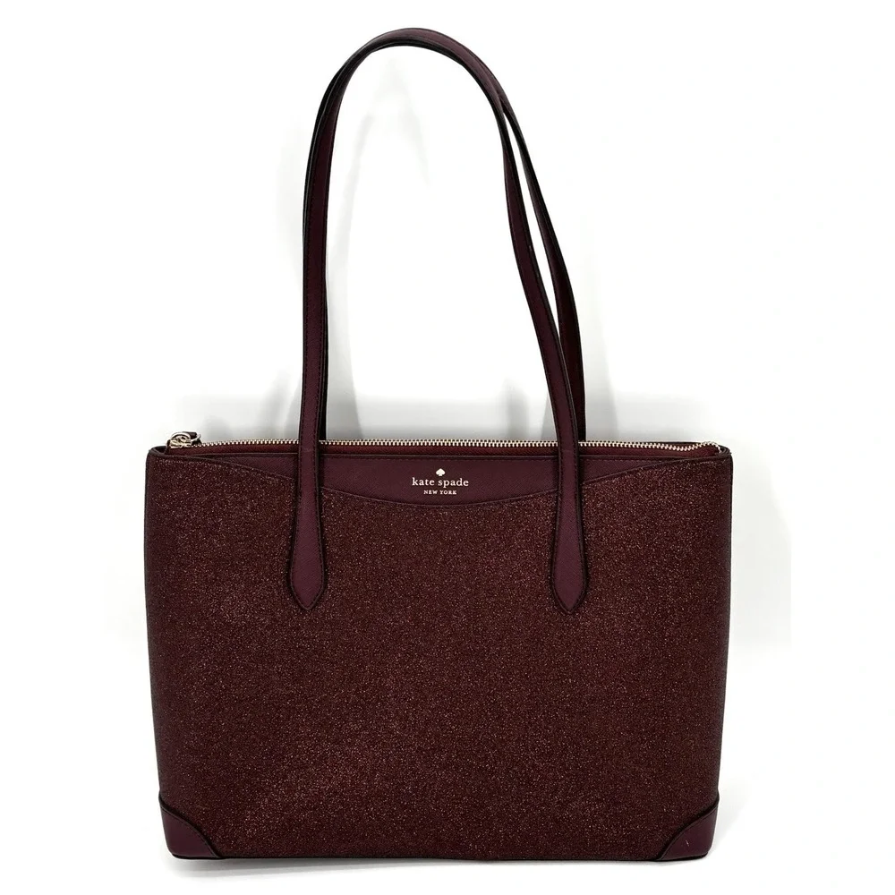 Kate Spade Shimmy Tote Deep Nova Glitter Large Shoulder‎ Bag
